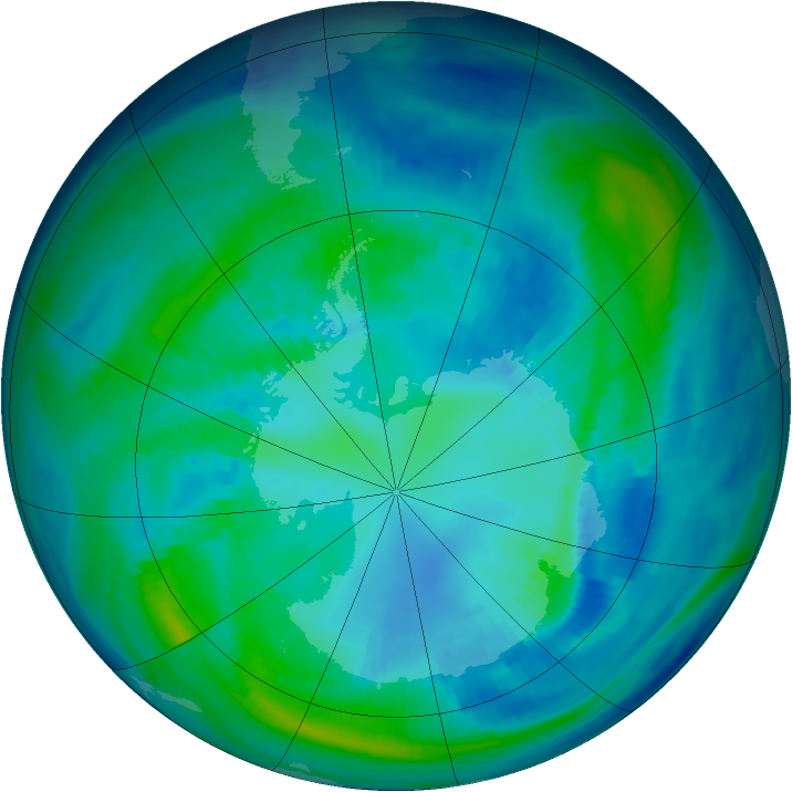Antarctic ozone map for 18 April 1998